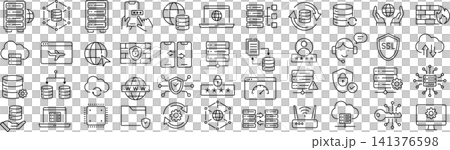 ベクターでモノクロのホスティングに関する線画アイコンセット ベクターでモノクロのホスティングに関する線画アイコンセット 141376598