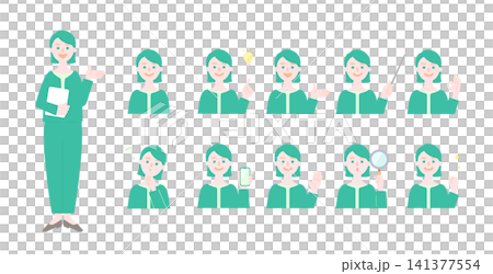 A set of illustrations showing the facial expressions of working women. A set of illustrations showing the facial expressions of working women. 141377554