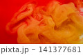 Fume wave. Ink blend. Red orange stream art fluid swirl liquid hot abstract background. Defocused flow spill pigment fantasy cloud. 141377681
