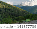 北アルプス太郎平キャンプ場から望む黒部五郎岳 141377739