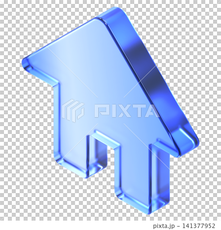 Glassmorphism house icon in isometric view featuring transparent blue glossy finish. Translucent real estate property design element suited Glassmorphism house icon in isometric view featuring transparent blue glossy finish. Translucent real estate property design element suited 141377952