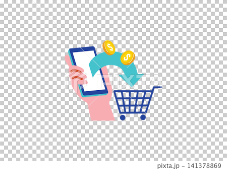 Image illustration of shopping on a smartphone Image illustration of shopping on a smartphone 141378869
