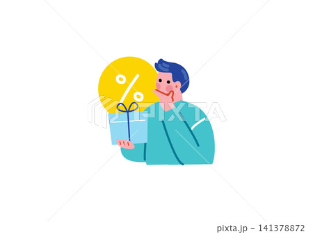 買い物を悩む男性のイラスト 買い物を悩む男性のイラスト 141378872