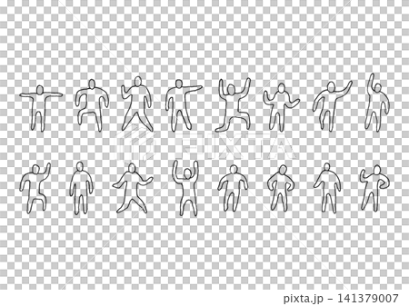 A set of hand-drawn illustrations of people in various poses. A set of hand-drawn illustrations of people in various poses. 141379007