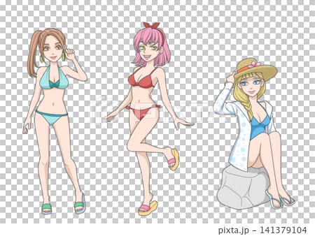 三位身穿夏季泳裝的女士 三位身穿夏季泳裝的女士 141379104