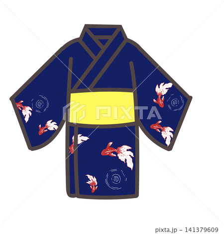 紺色の金魚柄浴衣 141379609
