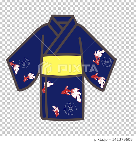 紺色の金魚柄浴衣 141379609