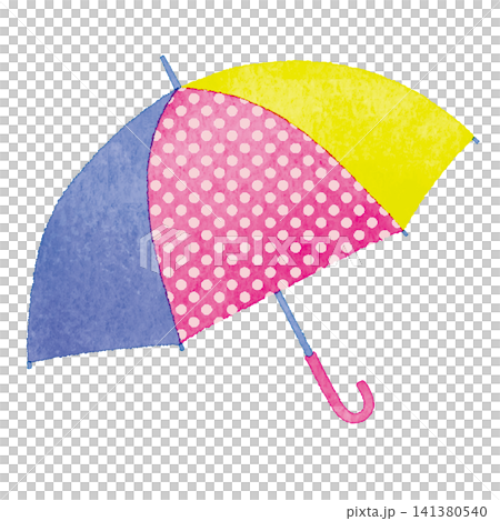 Colorful and cute watercolor illustration of a rain umbrella | Rainy season Colorful and cute watercolor illustration of a rain umbrella | Rainy season 141380540