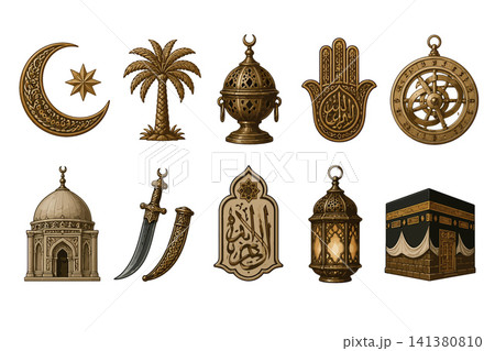 Vsai islamic symbols set representing religion and culture Vsai islamic symbols set representing religion and culture 141380810