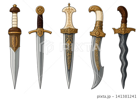 Vsai daggers and knives with ornate blades collection 141381241