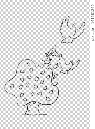 絵本のような鳥のイラスト（線） 141381249