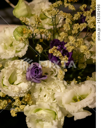 豪華絢爛な和室に生けられた鮮かな花々 豪華絢爛な和室に生けられた鮮かな花々 141381498