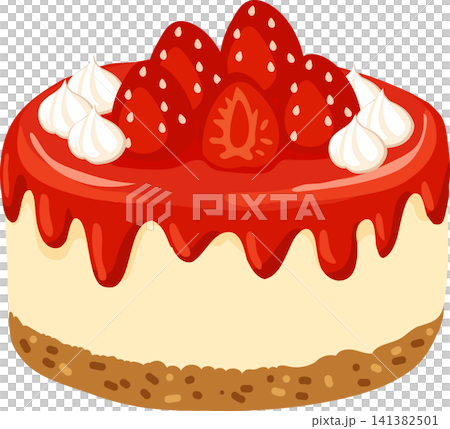 Strawberry cheesecake illustration with fresh berries whipped cream and biscuit crust Strawberry cheesecake illustration with fresh berries whipped cream and biscuit crust 141382501