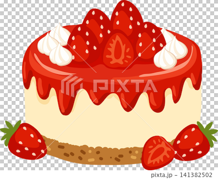 Strawberry dessert illustration featuring creamy cheesecake red glaze and fresh fruit Strawberry dessert illustration featuring creamy cheesecake red glaze and fresh fruit 141382502