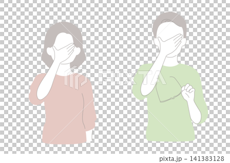 顔を隠す女性と男性のセット 顔を隠す女性と男性のセット 141383128