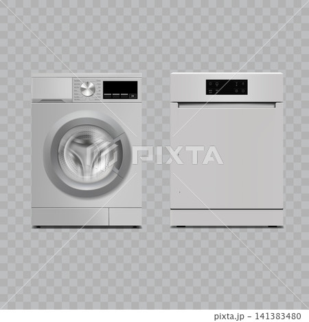 White Washing Machine and Dishwasher Mockup Vector White Washing Machine and Dishwasher Mockup Vector 141383480