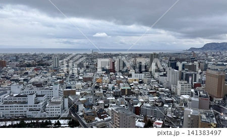 Winter city panorama viewed from a high observation tower Winter city panorama viewed from a high observation tower 141383497