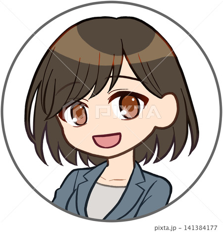 笑顔のスーツ姿の女の子アイコン(枠有り) 笑顔のスーツ姿の女の子アイコン(枠有り) 141384177