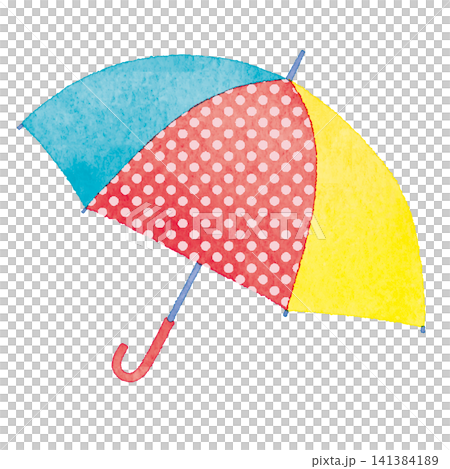 色彩鮮豔、可愛水彩風格的雨傘插圖(雨季、雨天、雨具) 色彩鮮豔、可愛水彩風格的雨傘插圖(雨季、雨天、雨具) 141384189