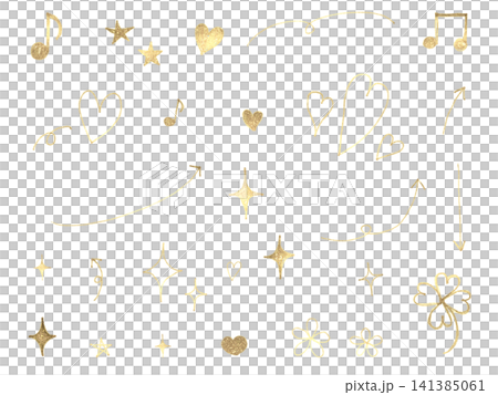 Gold glitter hand-drawn style star and heart embellishment set Gold glitter hand-drawn style star and heart embellishment set 141385061