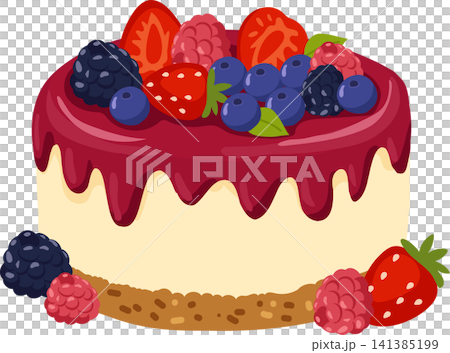 Fruit Cheesecake Cartoon with Strawberry Blueberry Raspberry and Blackberry Fruit Cheesecake Cartoon with Strawberry Blueberry Raspberry and Blackberry 141385199