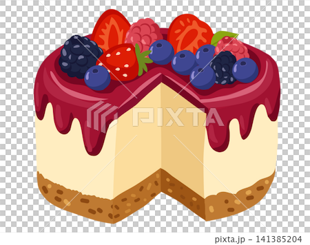 Cheesecake Illustration with Strawberry Blueberry Raspberry and Blackberry Cheesecake Illustration with Strawberry Blueberry Raspberry and Blackberry 141385204