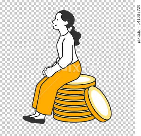 An illustration of a young woman with a positive attitude towards saving money and investing. Ideal for promoting household budget management and asset management services. An illustration of a young woman with a positive attitude towards saving money and investing. Ideal for promoting household budget management and asset management services. 141385729