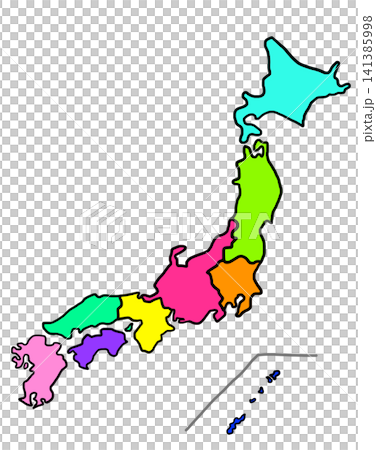 Colorful Map of Japan Colorful Map of Japan 141385998