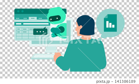An illustration of a woman using a spreadsheet program to have an AI assistant handle data analysis and formula creation. An illustration of a woman using a spreadsheet program to have an AI assistant handle data analysis and formula creation. 141386189