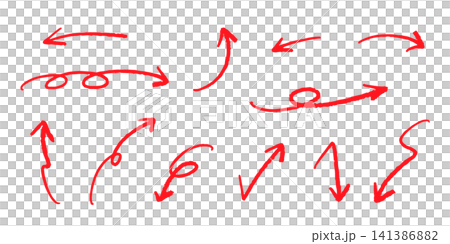 Handwritten arrow set _ red Handwritten arrow set _ red 141386882