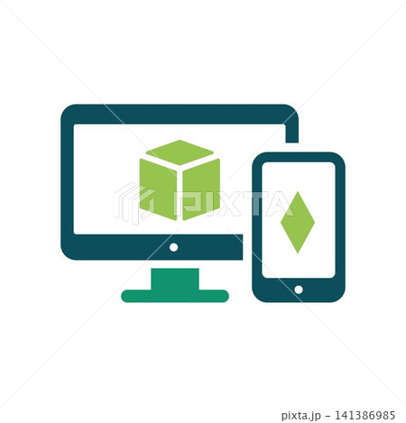 Cross Platform Blockchain Icon Vector Multi Device Digital Network Technology 141386985