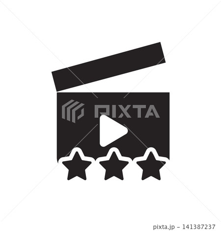 Movie Rating And Video Review Icon With Clapperboard 141387237