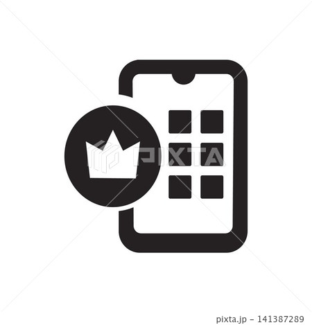 Premium Mobile App Icon With Crown Badge for VIP Membership and Exclusive Access 141387289