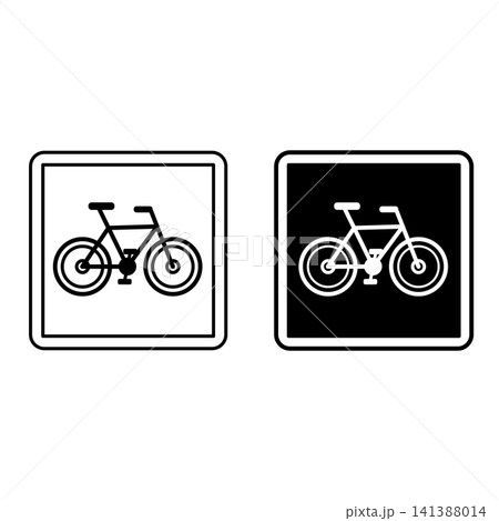 Bicycle Parking Signs. Square Road Signs. Black and White Vector Icons 141388014