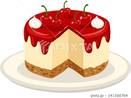 Cherry Cheesecake with Red Cherry Topping and Biscuit Crust Cherry Cheesecake with Red Cherry Topping and Biscuit Crust 141388764