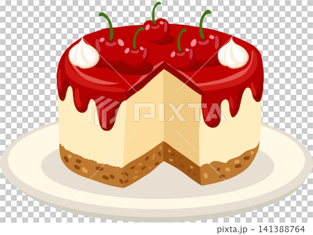 Cherry Cheesecake with Red Cherry Topping and Biscuit Crust Cherry Cheesecake with Red Cherry Topping and Biscuit Crust 141388764