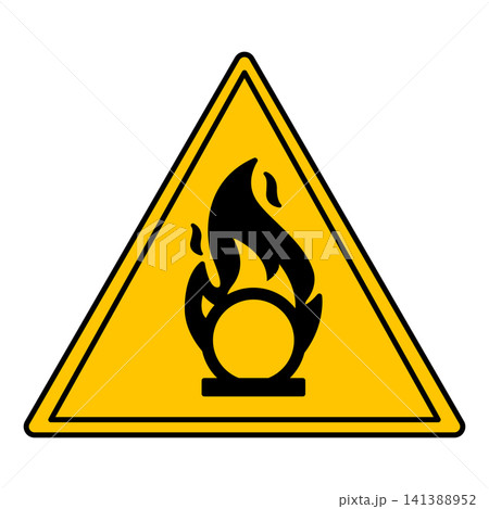 Yellow Sign Oxidizer. Vector Icon. Combustible Substances and Yellow Sign Oxidizer. Vector Icon. Combustible Substances and 141388952