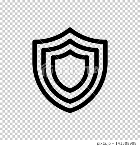 Double layer shield icon for extra protection and strong security defense. Minimalist bold outline stroke style. Double layer shield icon for extra protection and strong security defense. Minimalist bold outline stroke style. 141388989