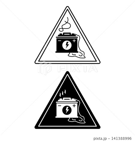 Loading Battery Signs. Black and White Vector Icons. Danger Warning Sign 141388996