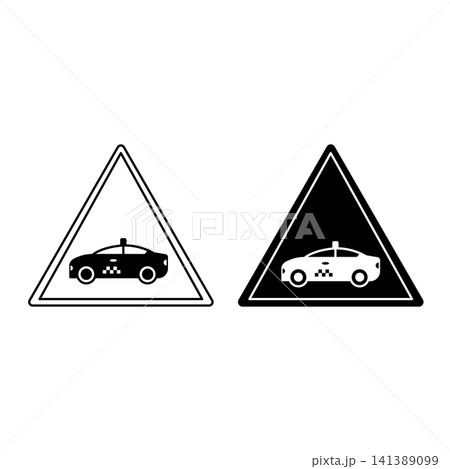 Signs Taxi Parking. Road Sign. Black and White Vector Icons 141389099