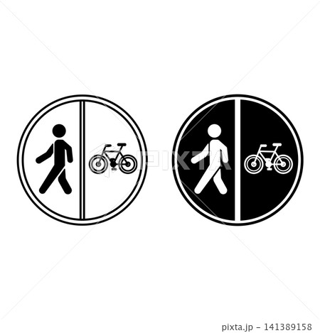 Signs Footway and Cycleway Road. Square Road Sign. Black and White Vector Icons Signs Footway and Cycleway Road. Square Road Sign. Black and White Vector Icons 141389158