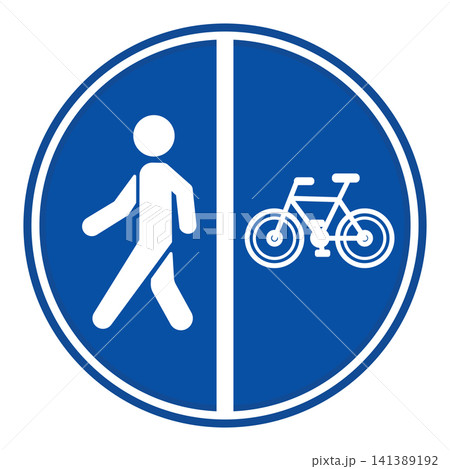 Blue Sign Footway and Cycleway Road. Square Road Sign. Vector Icons Blue Sign Footway and Cycleway Road. Square Road Sign. Vector Icons 141389192