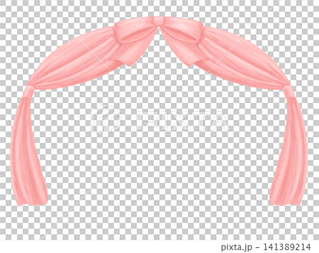 A princess-style frame illustration with a white background, pink ribbons, and drapes. A princess-style frame illustration with a white background, pink ribbons, and drapes. 141389214