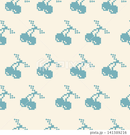 Seamless pixelated cherries pattern Seamless pixelated cherries pattern 141389216
