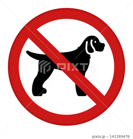 Red Sign Dog Walking Is Prohibited. Prohibitory Road Sign. Vector Icon 141389476
