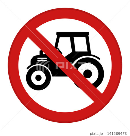 Red Sign Tractor Not Allowed. Prohibitory Road Sign. Vector Icon 141389478