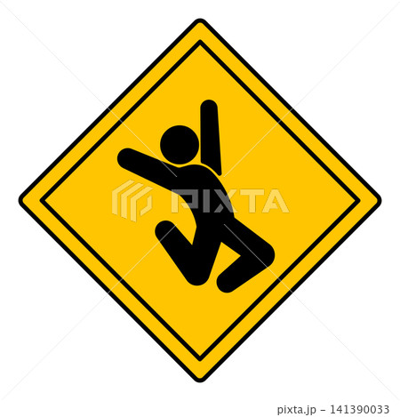 Yellow Sign Beware of Dancing People. Humorous Road Sign. Vector Icon Yellow Sign Beware of Dancing People. Humorous Road Sign. Vector Icon 141390033