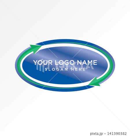 Emblem ellipse recycle arrow oval sustainable ecology to environment template logo design graphic concept creative premium vector stock image top sell Emblem ellipse recycle arrow oval sustainable ecology to environment template logo design graphic concept creative premium vector stock image top sell 141390382