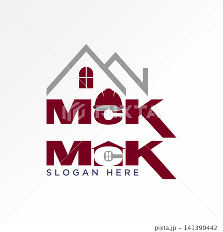 Initial MCK serif with safety helmet and roof house property building project logo design graphic concept creative premium vector stock image top sell Initial MCK serif with safety helmet and roof house property building project logo design graphic concept creative premium vector stock image top sell 141390442