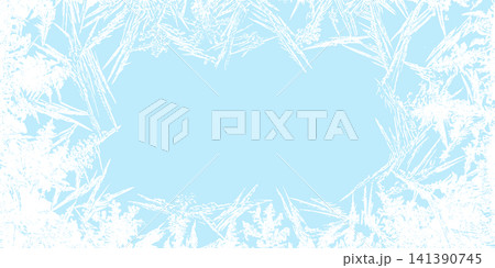 Winter Frost Border Frame with Ice Crystal Pattern on Frozen Background, Cold Seasonal Copy Space Vector Design Winter Frost Border Frame with Ice Crystal Pattern on Frozen Background, Cold Seasonal Copy Space Vector Design 141390745